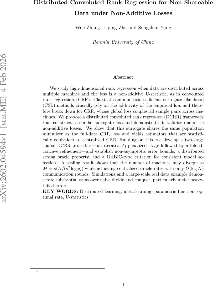 분산 합성 순위 회귀: 비가산 손실을 위한 새로운 프레임워크