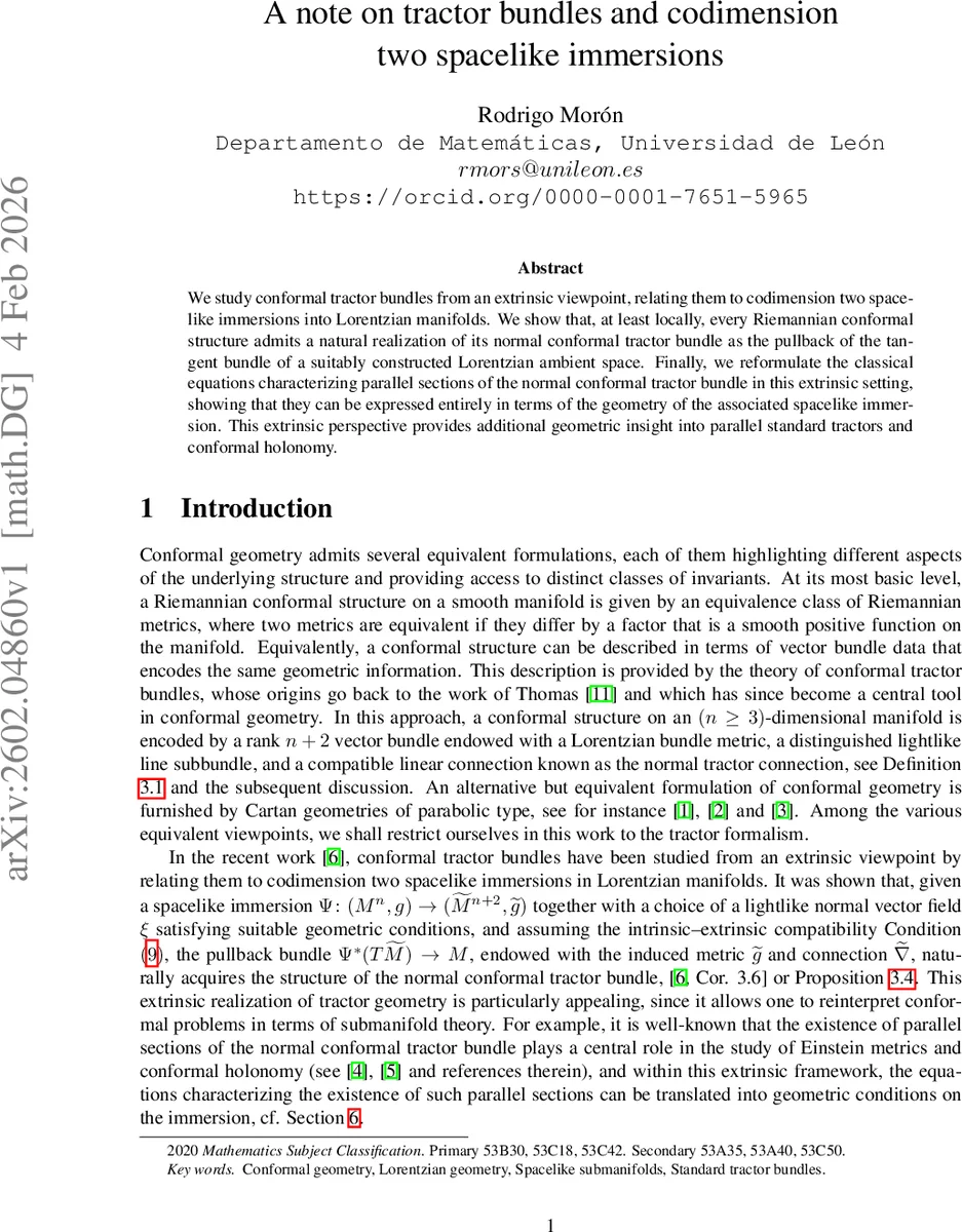 트랙터 번들과 코돈 차원 시공간 삽입의 새로운 관점
