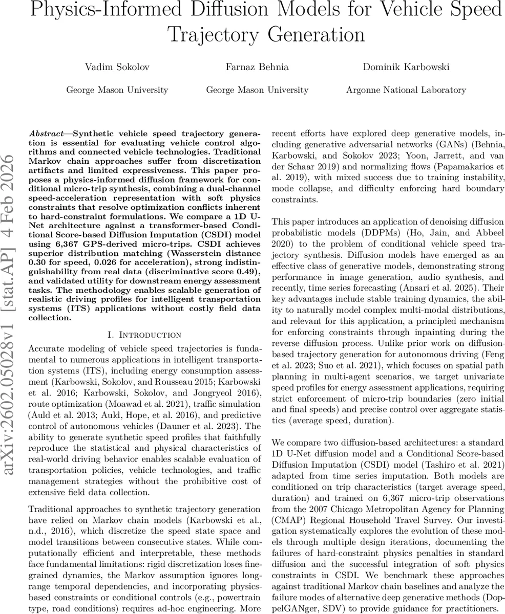 물리 기반 확산 모델을 이용한 차량 속도 궤적 생성