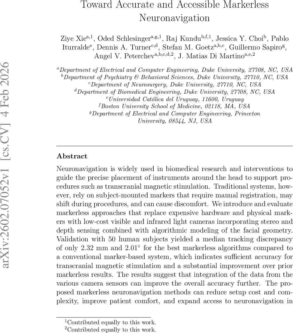 정확하고 저비용 마커리스 뉴런비게이션 구현