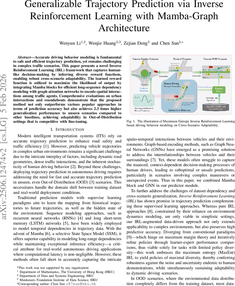 인버스 강화학습과 맘바‑그래프를 활용한 일반화 가능한 궤적 예측