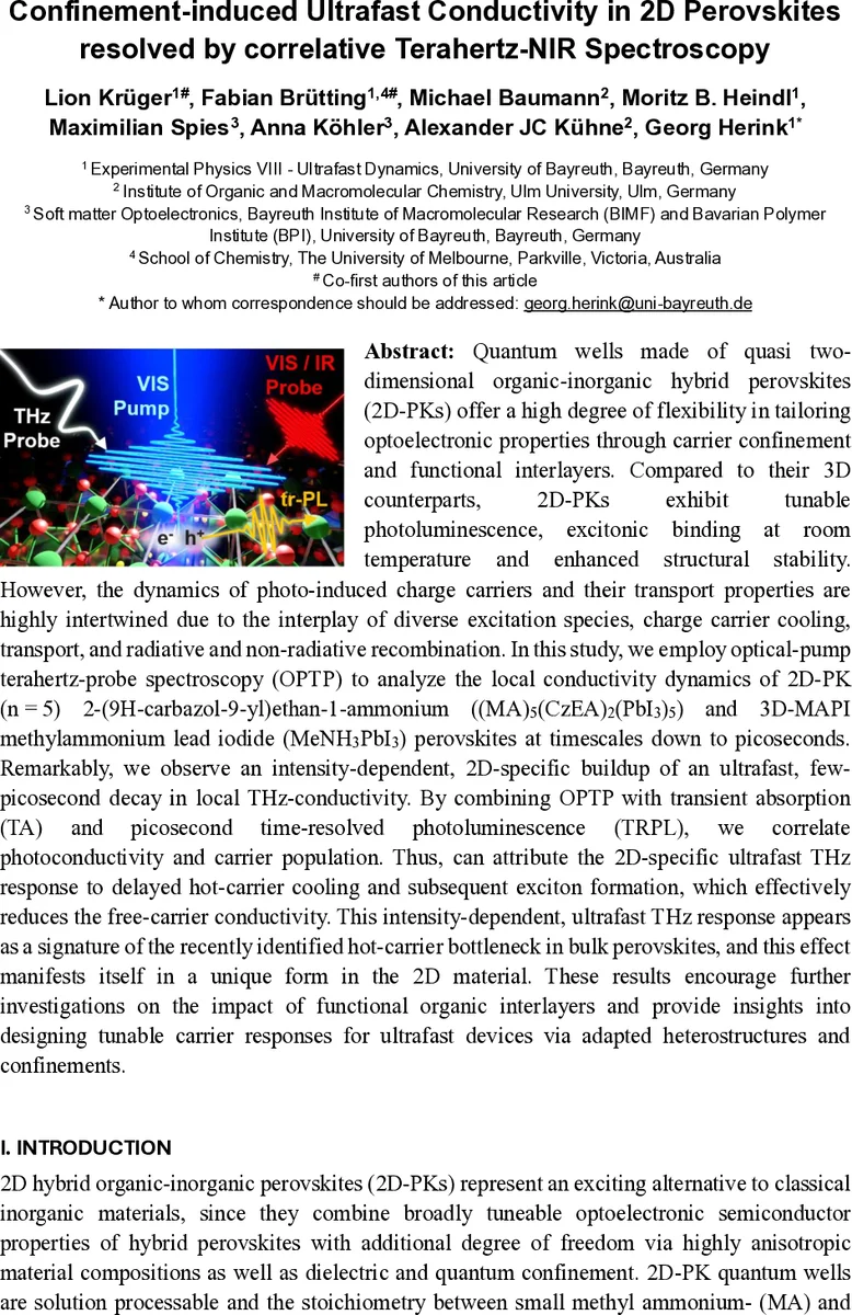 구속에 따른 2D 페로브스카이트 초고속 전도성 탐구