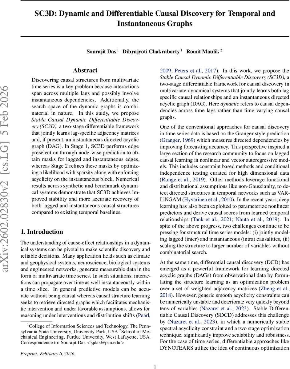 동적 인과 구조 탐색을 위한 안정적 차별가능 발견 SC3D