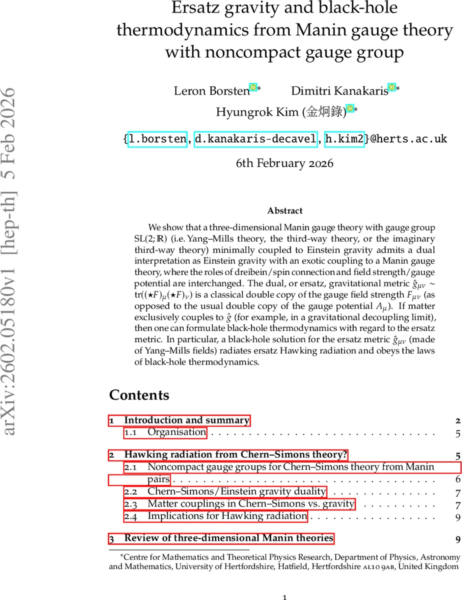 비정통 중력과 블랙홀 열역학: Manin 게이지 이론의 새로운 복제