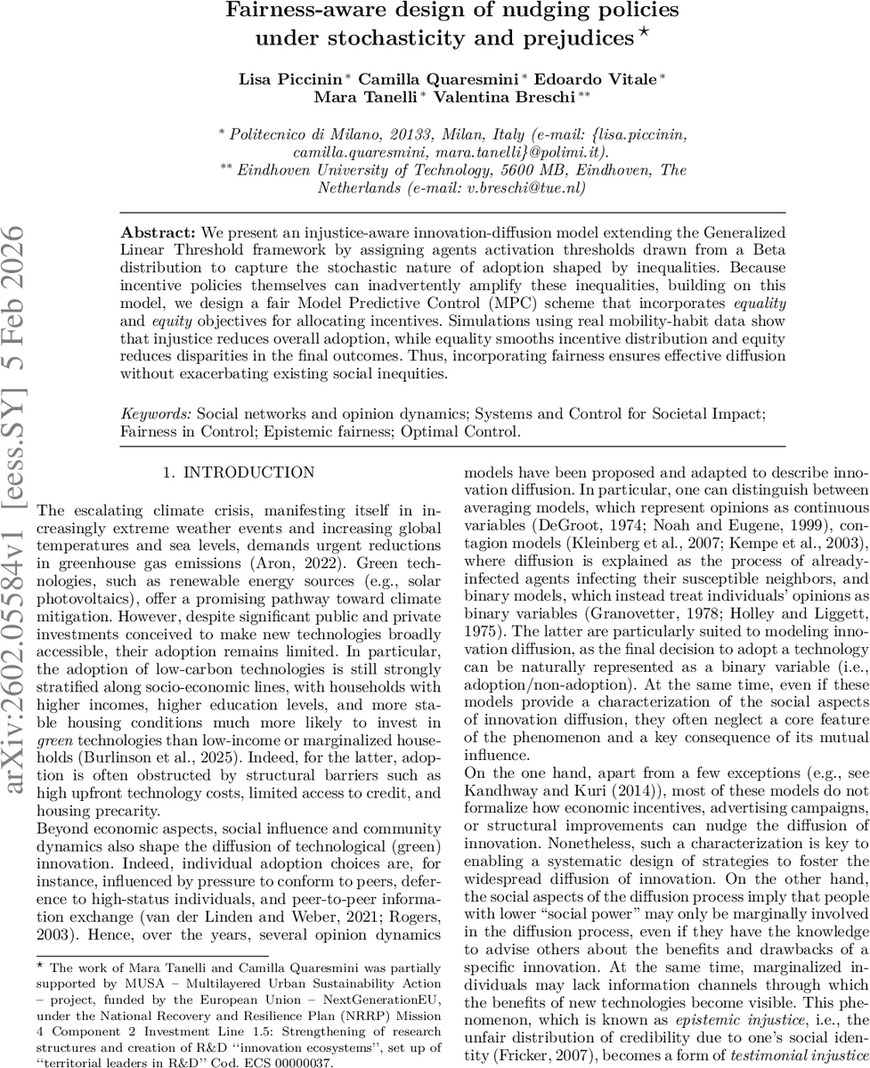공정한 넛징 정책 설계와 확산 모델링