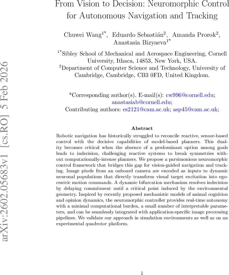 시각에서 행동까지 뉴로모픽 제어로 자율 비행 로봇의 결정과 탐색