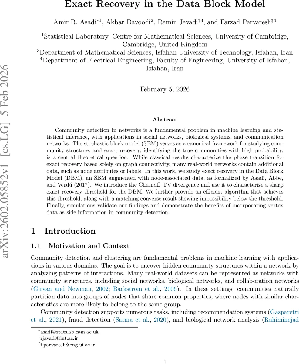 데이터 블록 모델에서 정확 복구의 새로운 임계값