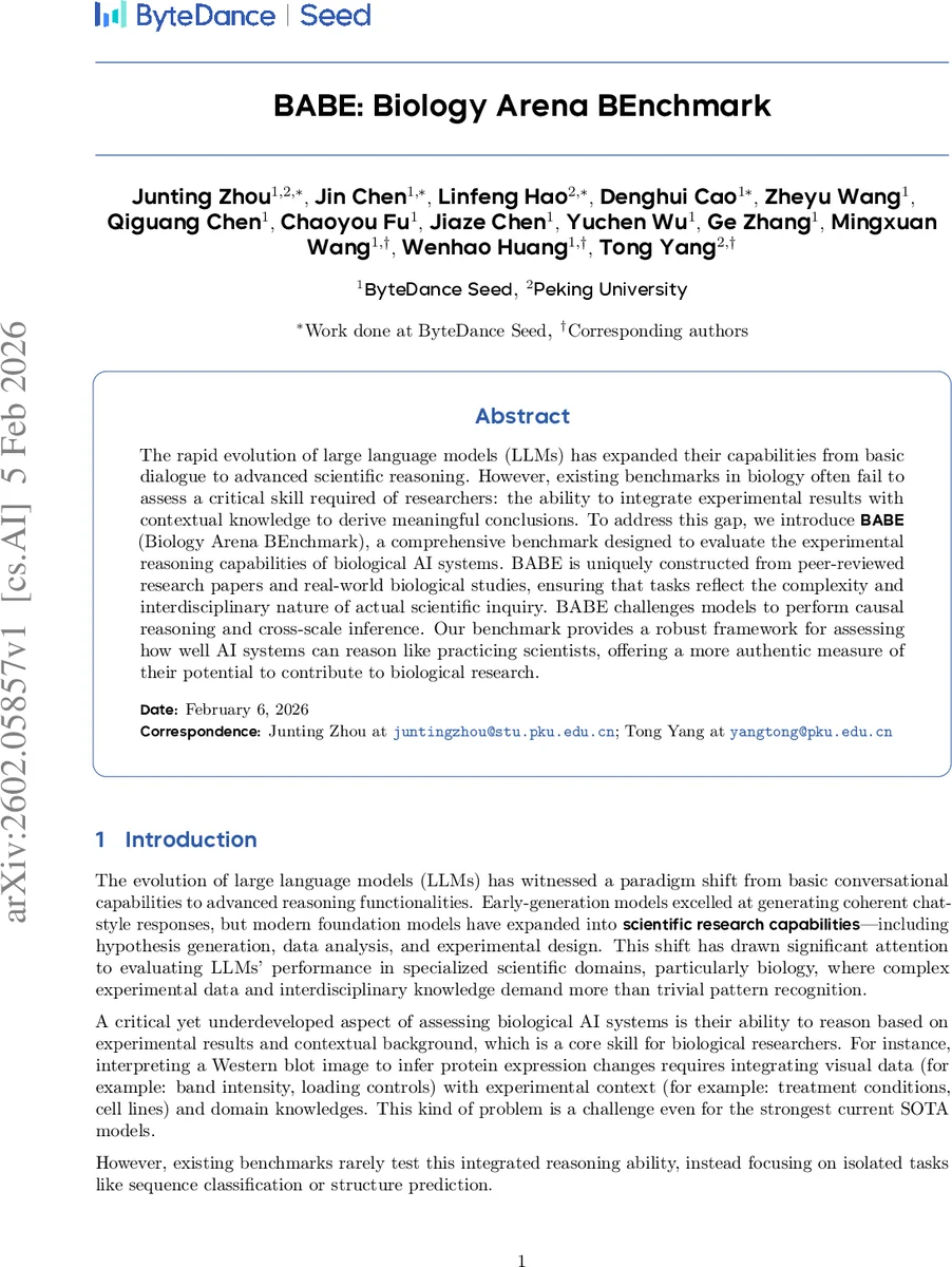 생물학 실험 추론을 위한 새로운 벤치마크 BABE