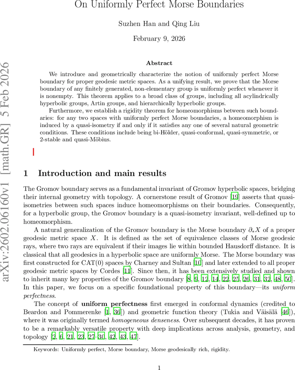 균일 완전 모스 경계의 특성과 강직성