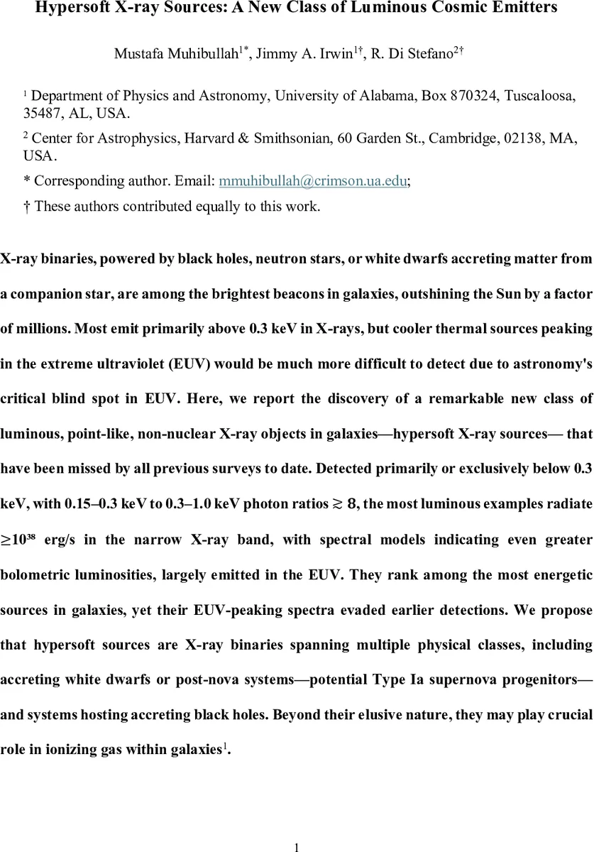 극소연성 X선원: 은하계에 숨겨진 초소프트 X‑레인 소스의 발견