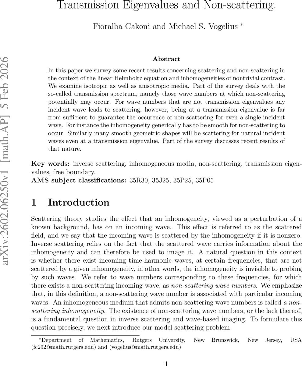 비산란과 전이 고유값: 헬름홀츠 방정식에서의 새로운 시각