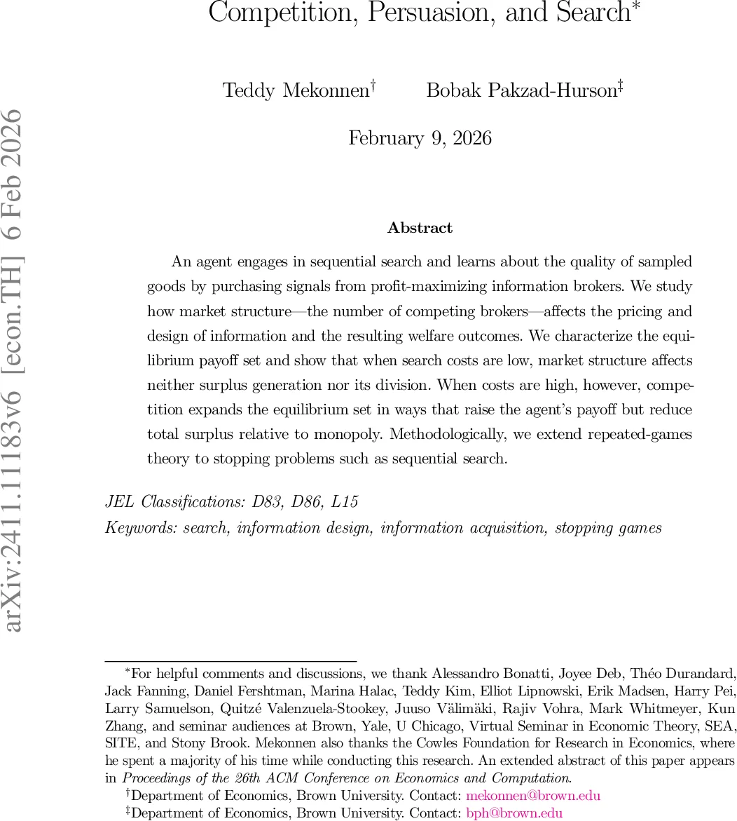 경쟁과 설득, 그리고 탐색: 정보 중개 시장의 구조적 영향