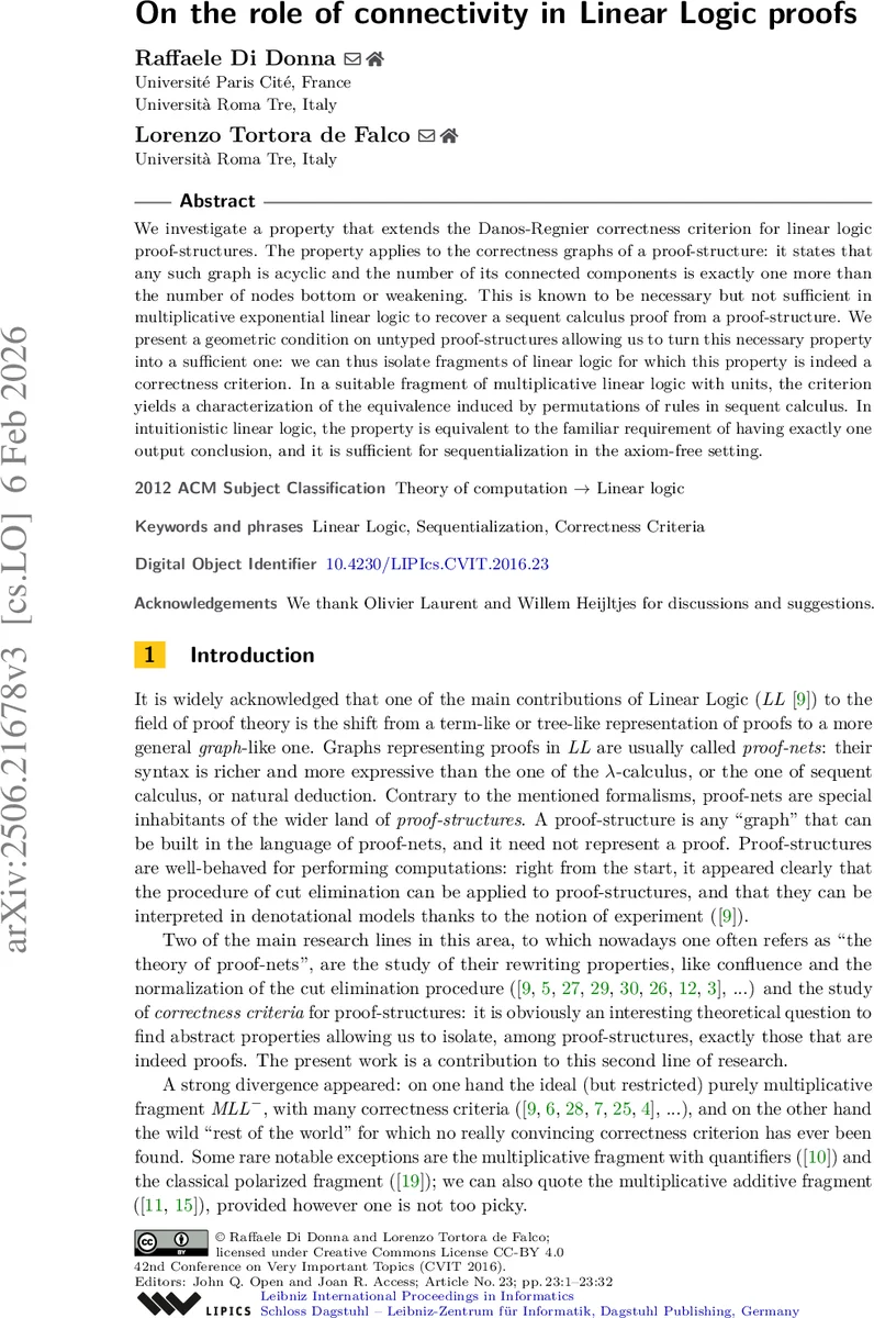 연결성으로 보는 선형 논리 증명의 새로운 정합 기준