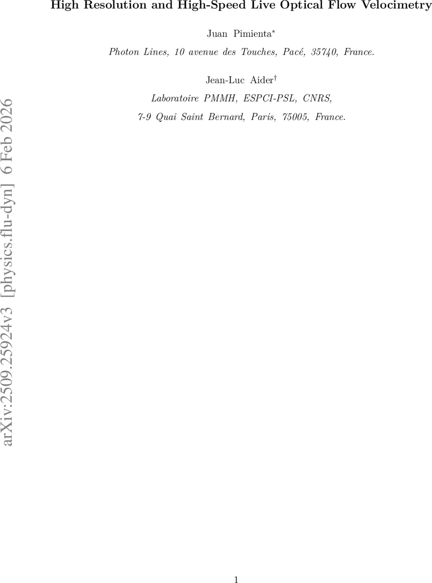 실시간 고해상도 광류 측정: kHz 수준 밀도 벡터 구현