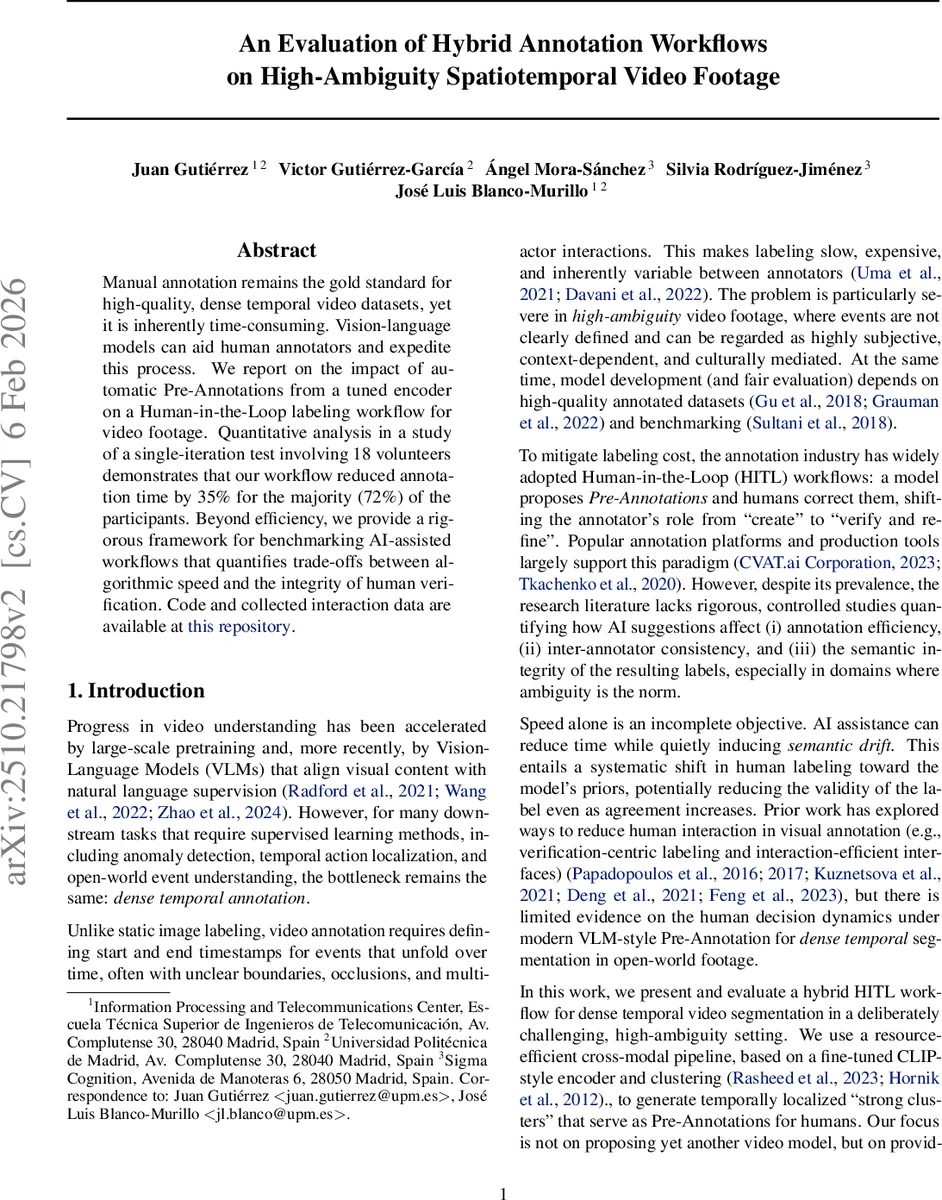 고불확실성 영상 라벨링을 위한 하이브리드 인간 AI 작업 흐름 평가