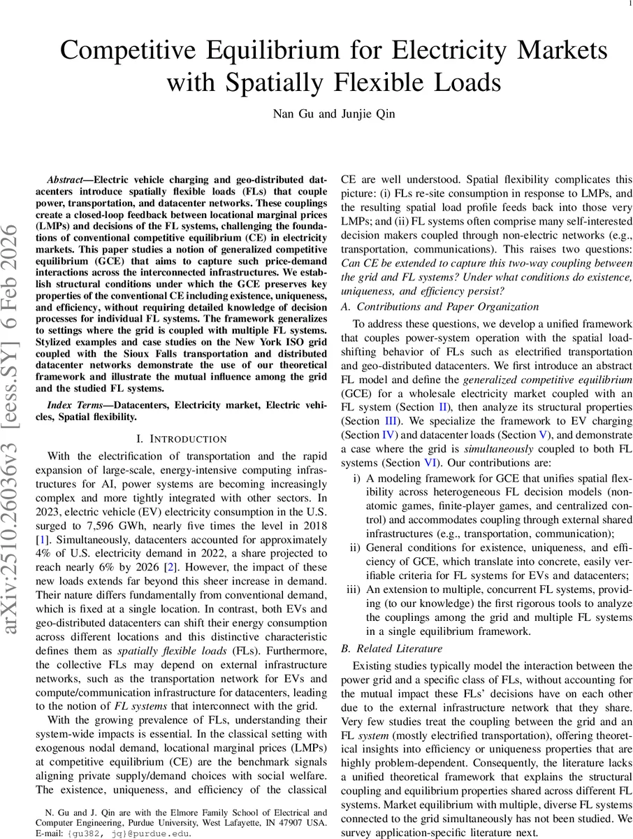 전력시장과 공간적 유연 부하의 일반화 경쟁균형