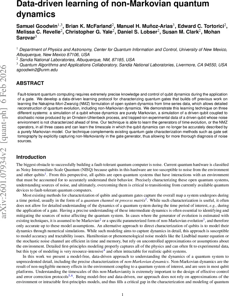데이터 기반 비마르코프 양자 동역학 학습