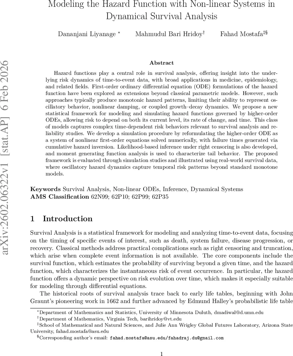 비선형 동역학으로 위험함수 모델링