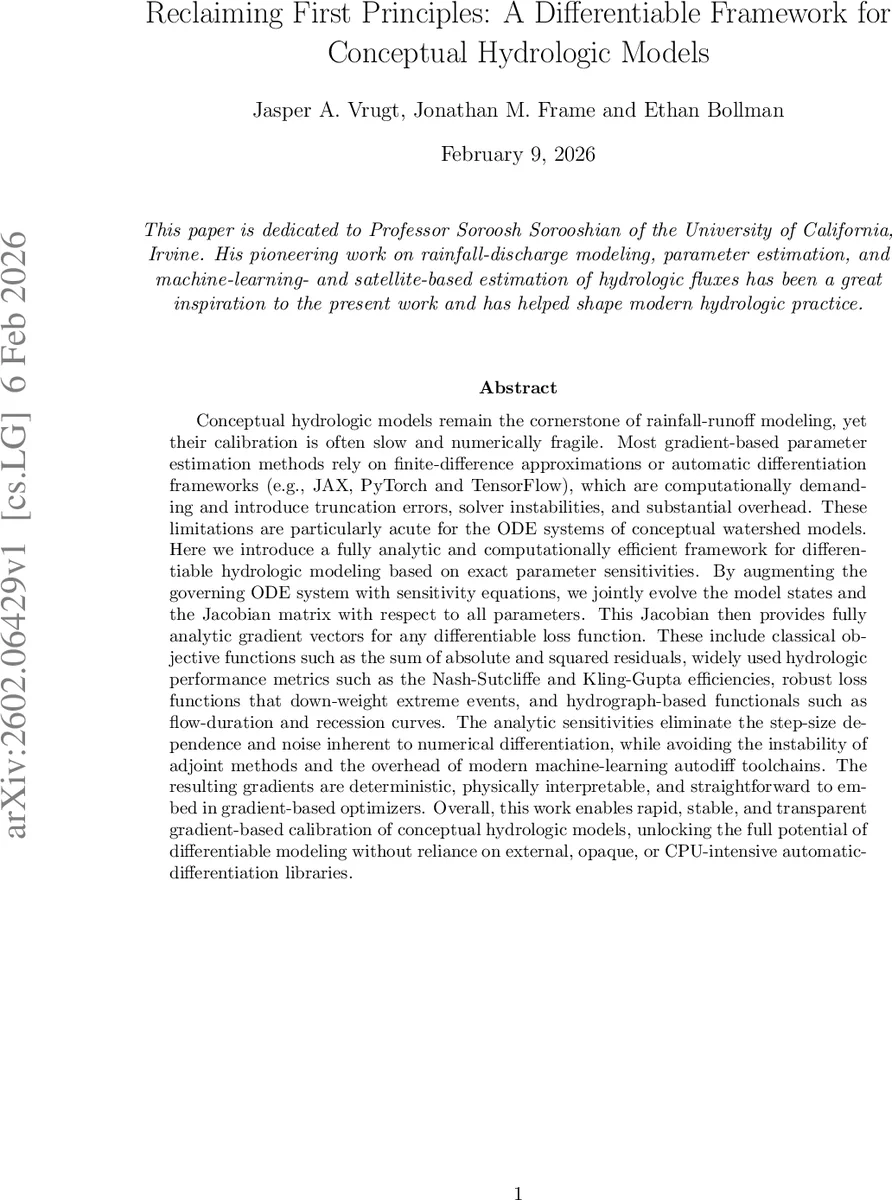 첫 원리 재발견: 개념적 수문 모델을 위한 미분 가능 프레임워크