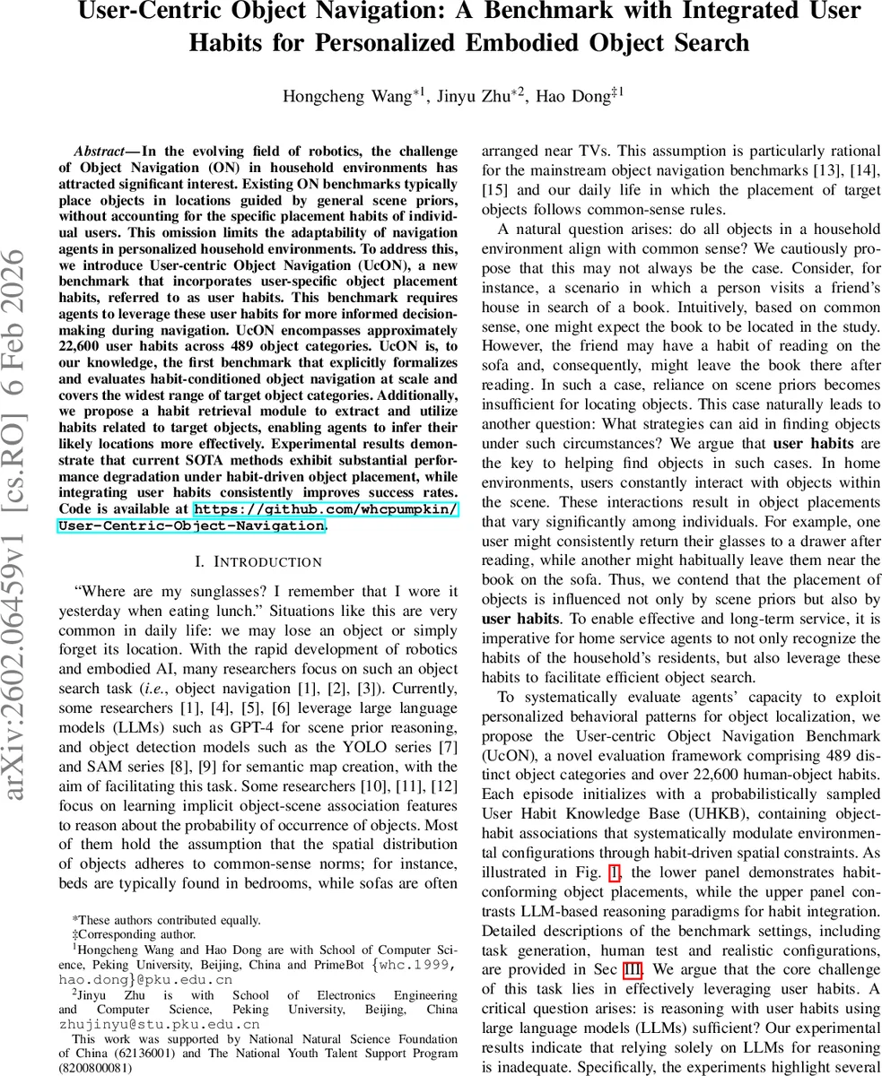 사용자 습관 기반 객체 탐색 벤치마크