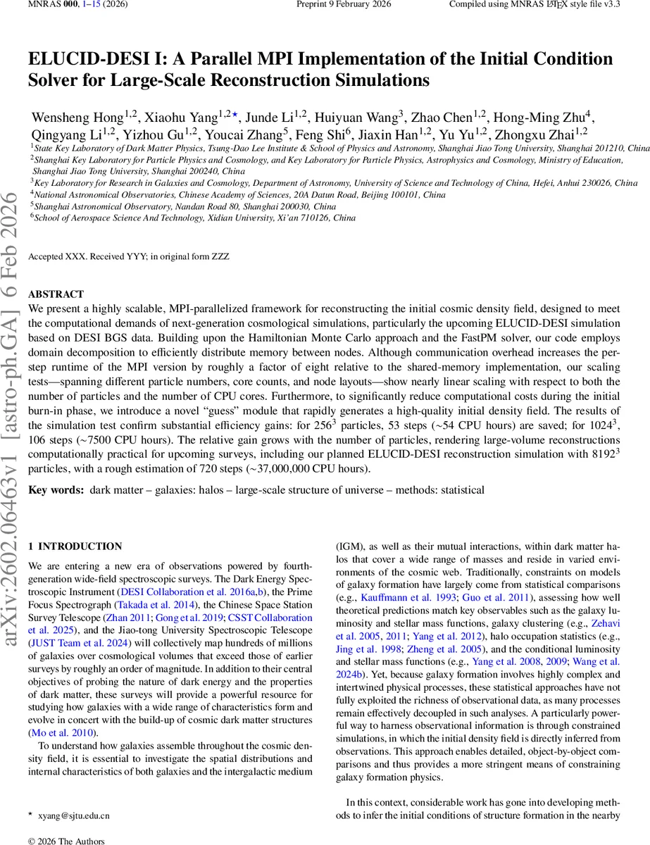 대규모 재구성 시뮬레이션을 위한 MPI 기반 초기 조건 솔버