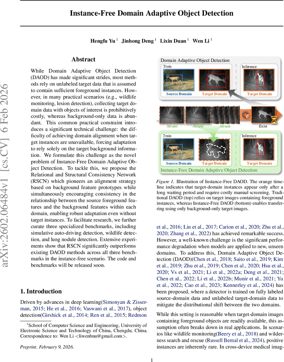 인스턴스 없는 도메인 적응 객체 탐지