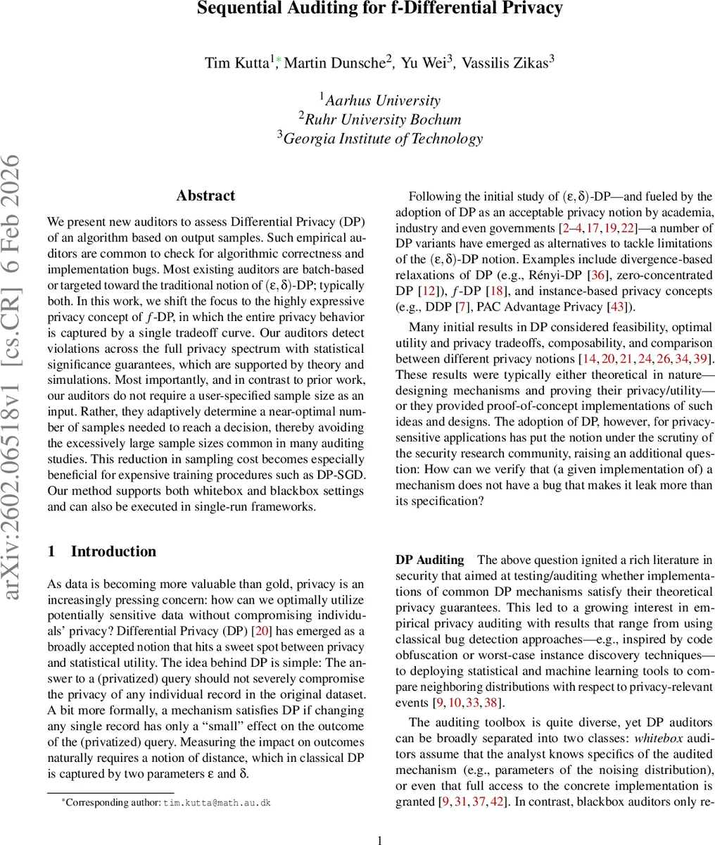 연속형 샘플링으로 f‑차등프라이버시 감시
