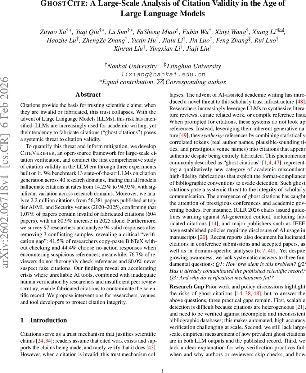 대규모 언어 모델 시대의 인용 정확성 위기