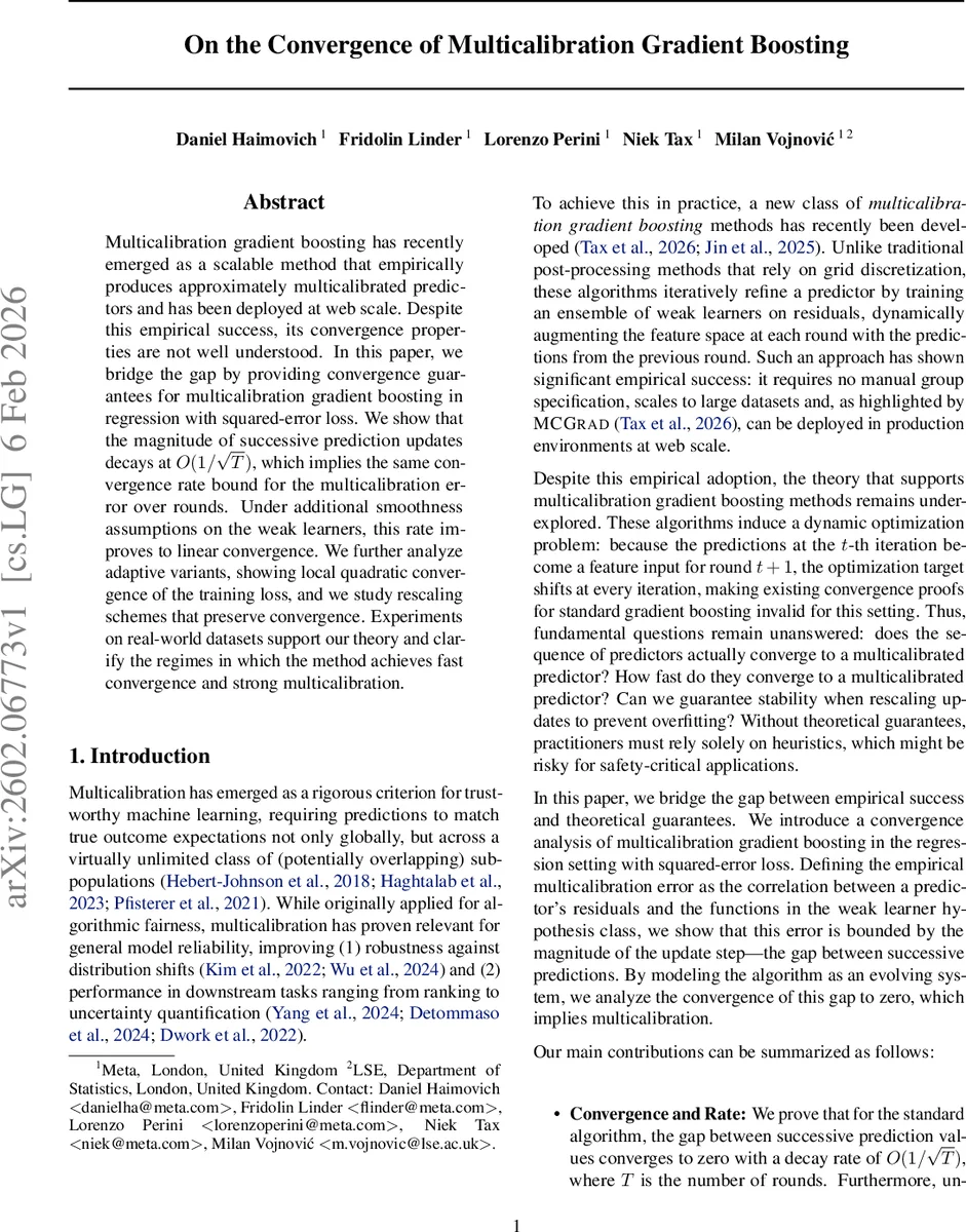 다중보정 그래디언트 부스팅 수렴 분석