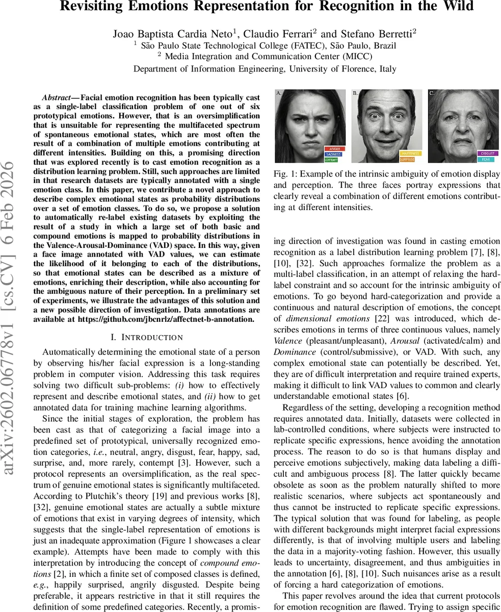 감정 인식을 위한 확률적 분포 재라벨링: VAD 기반 새로운 패러다임