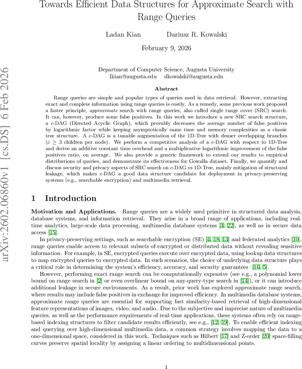 효율적인 근사 범위 검색을 위한 c다그 구조