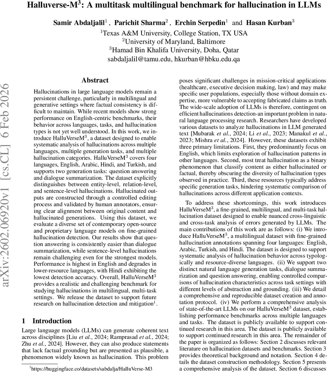 다중언어·다중작업 LLM 환각 벤치마크 Halluverse M³