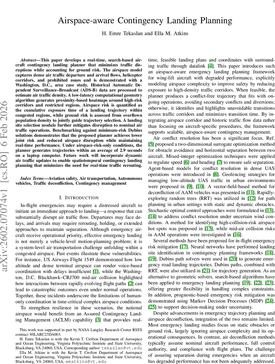 공역 인식 비상 착륙 계획