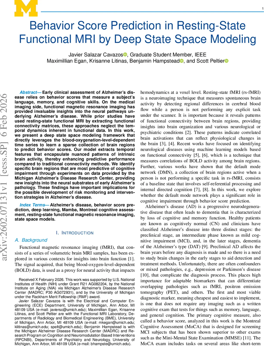 뇌 활동 시계열을 활용한 행동 점수 예측: 딥 상태공간 모델링 접근