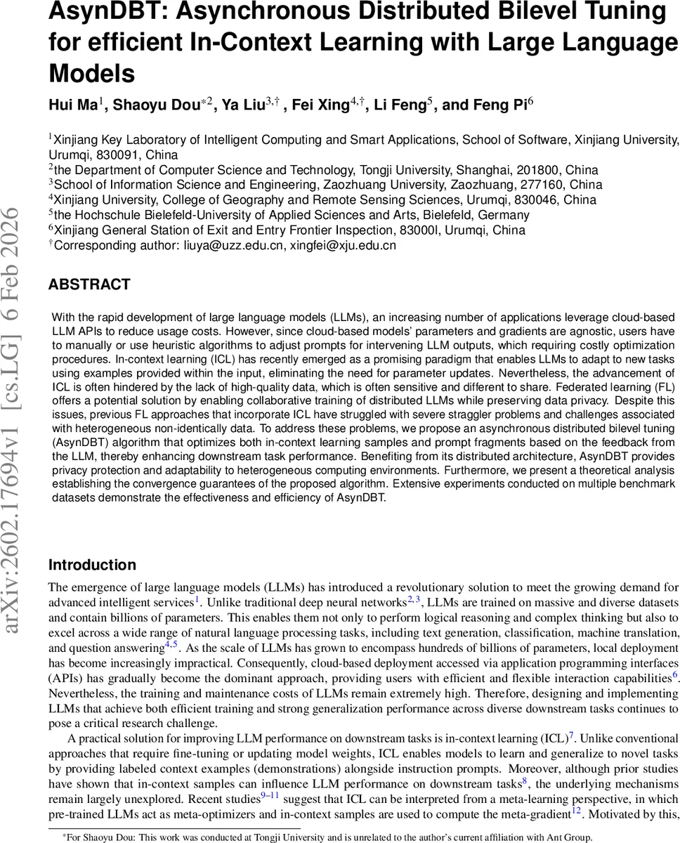 비동기 분산 이중레벨 튜닝으로 대형 언어 모델 인컨텍스트 학습 효율화