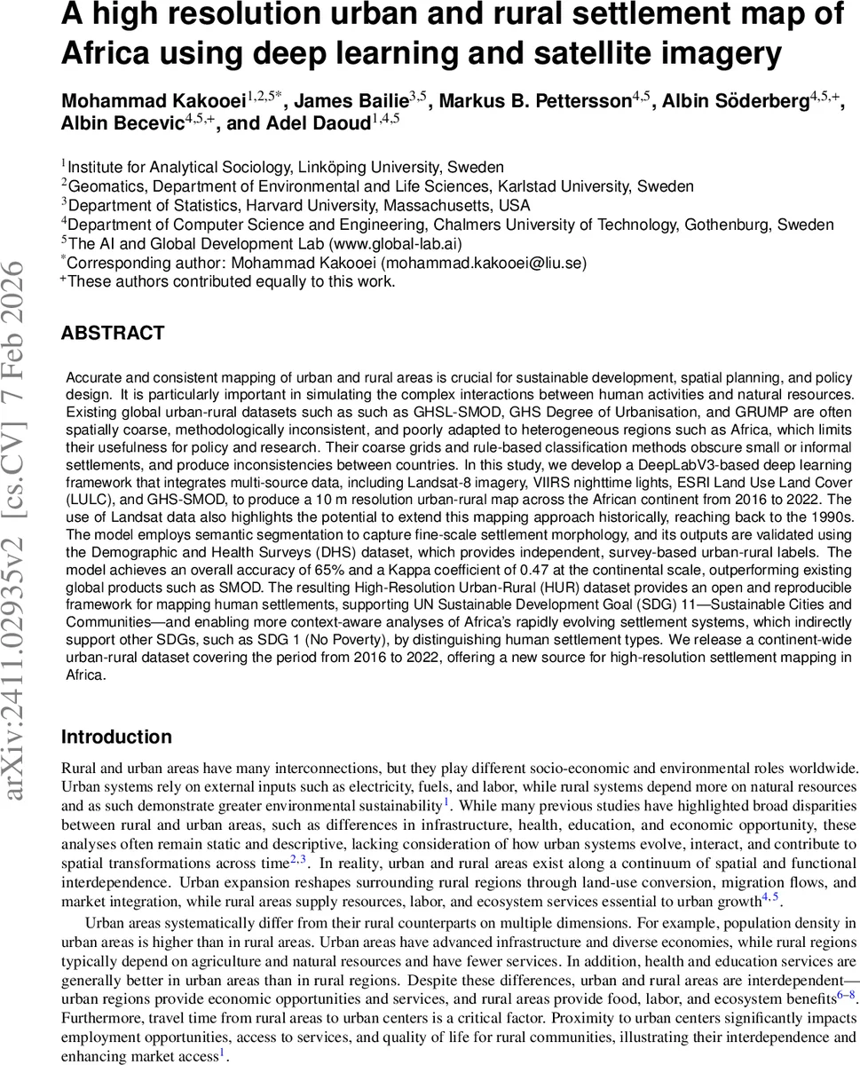 아프리카 고해상도 도시와 농촌 정밀지도