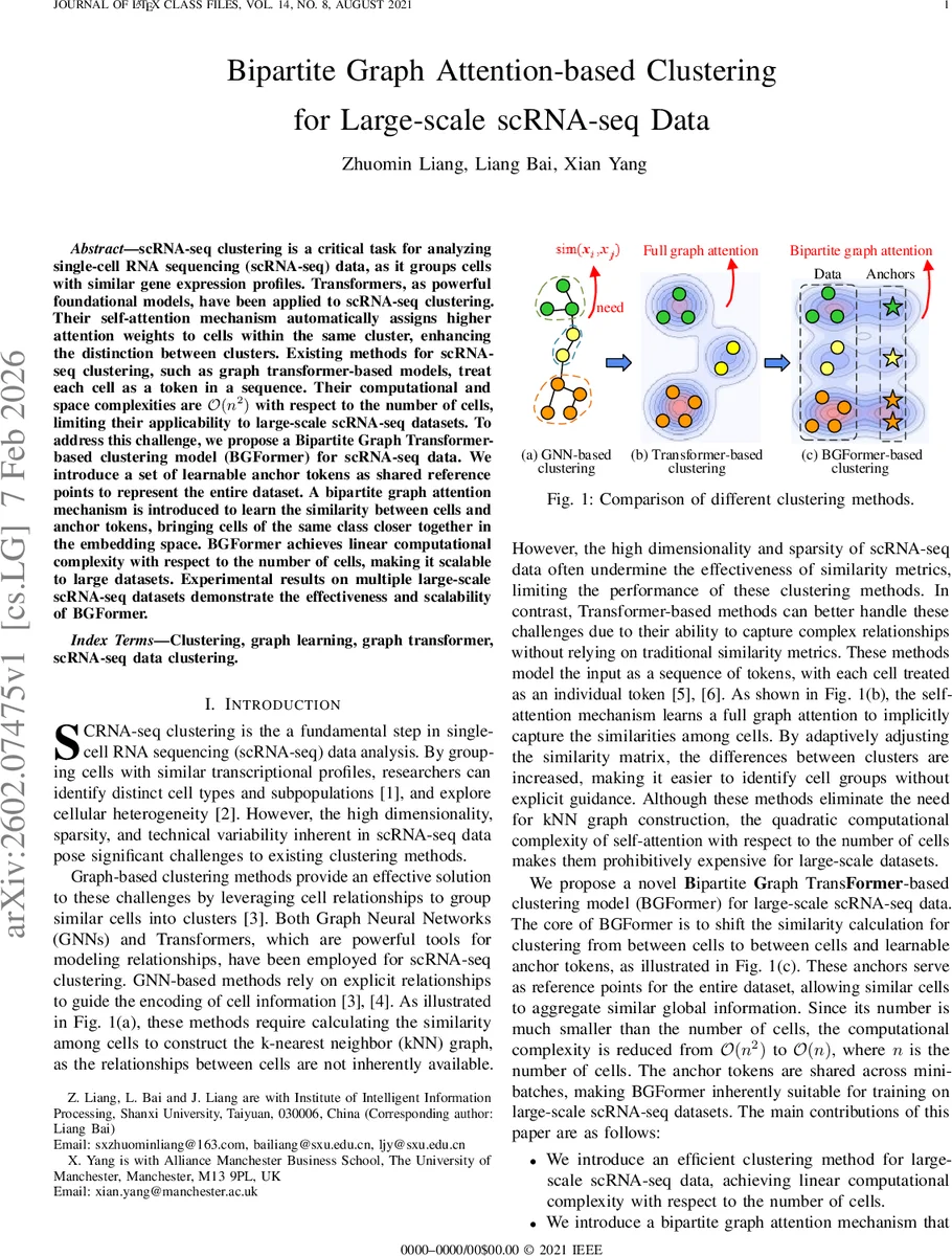 대규모 scRNAseq 데이터를 위한 이분 그래프 어텐션 기반 클러스터링