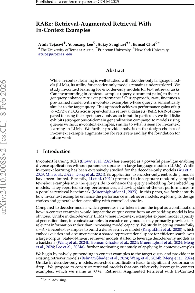 문맥 예시를 활용한 검색 성능 향상 기법 RARe