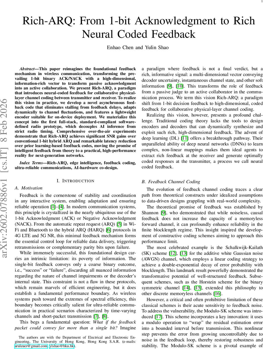 풍부한 신경코드 피드백으로 구현하는 차세대 ARQ