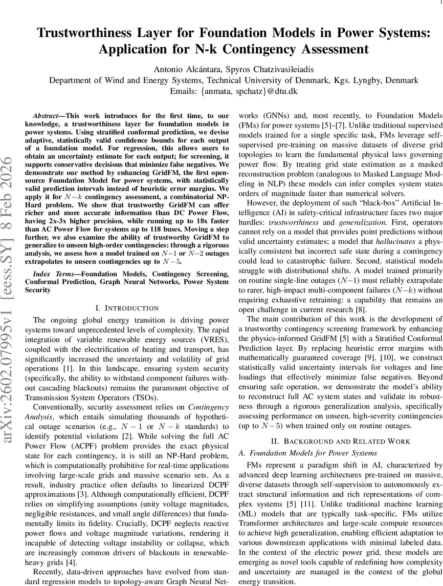 전력계통 기반 모델 신뢰성 층: N‑k 사고 평가를 위한 적응형 불확실성 구간
