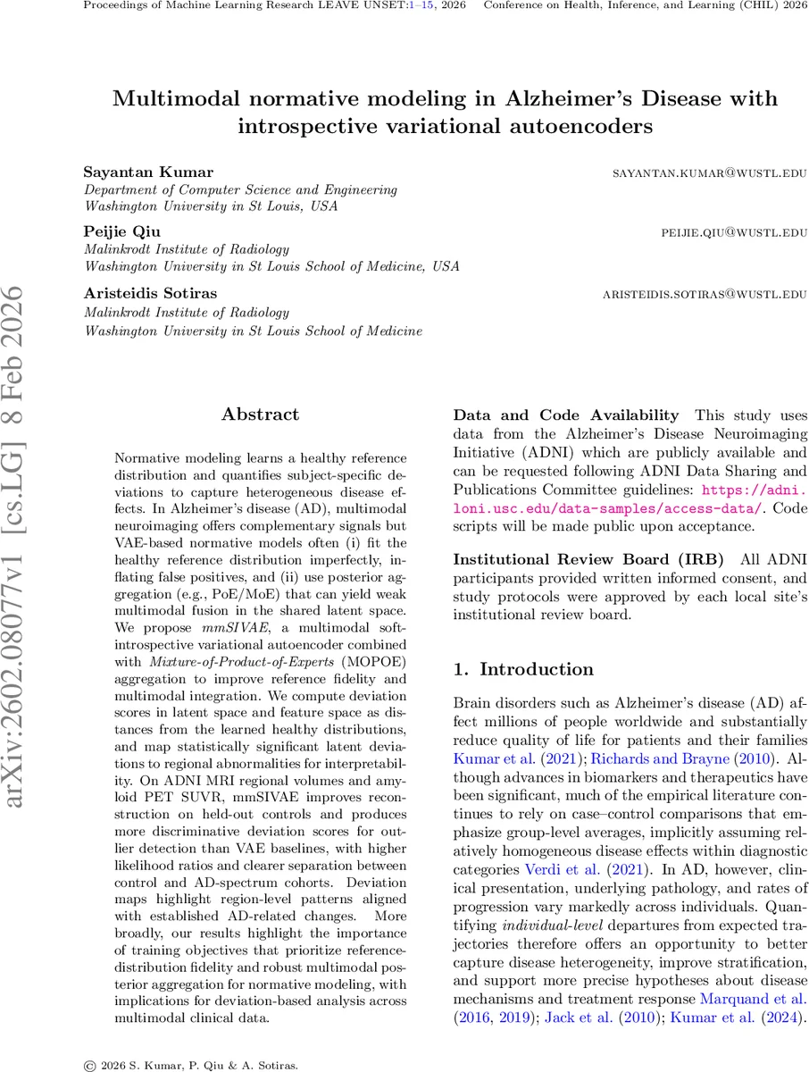 다중모달 인트로스펙티브 VAE를 활용한 알츠하이머 정상 모델링