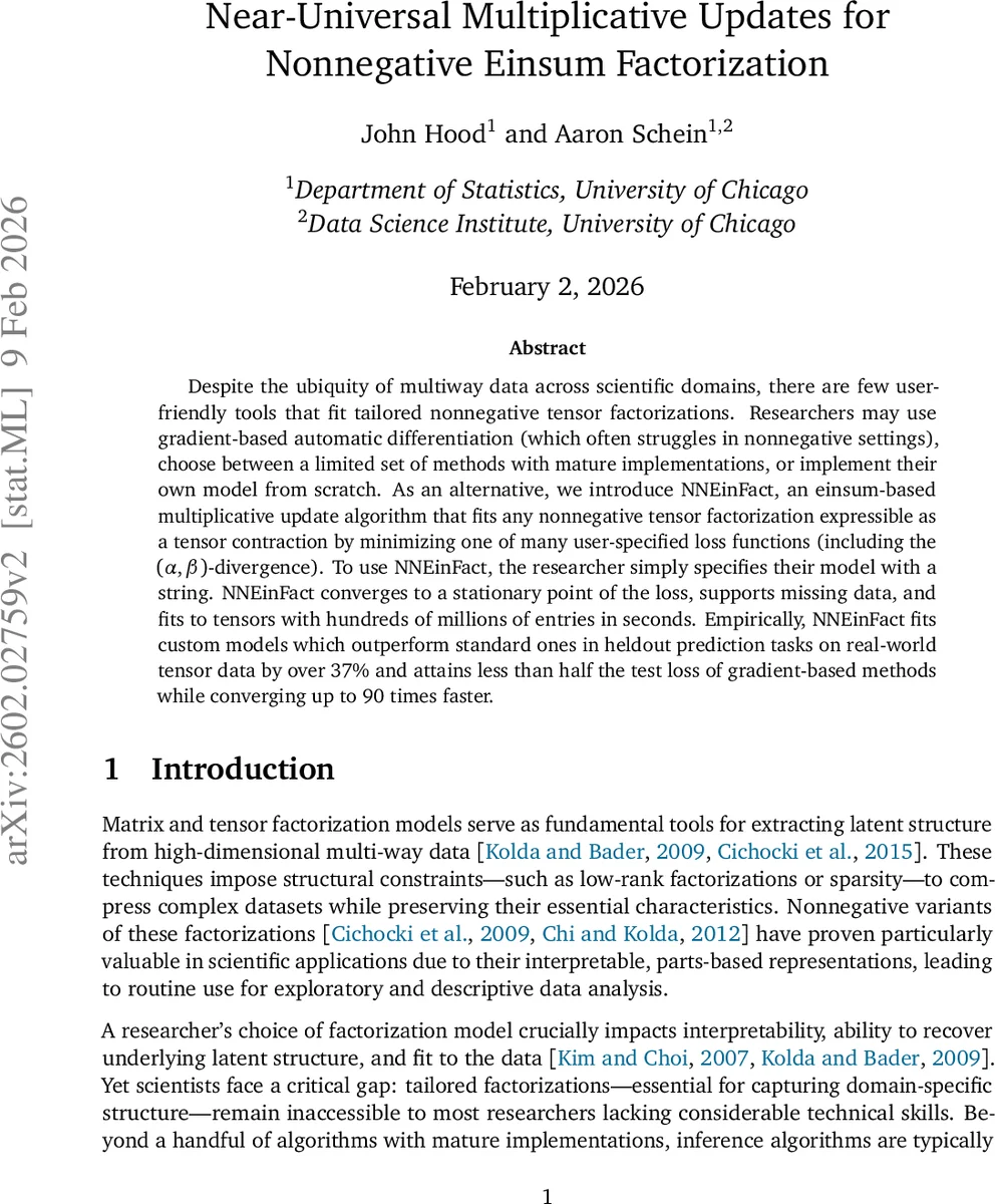 다목적 비음수 텐서 분해를 위한 이젠스텝 곱셈 업데이트