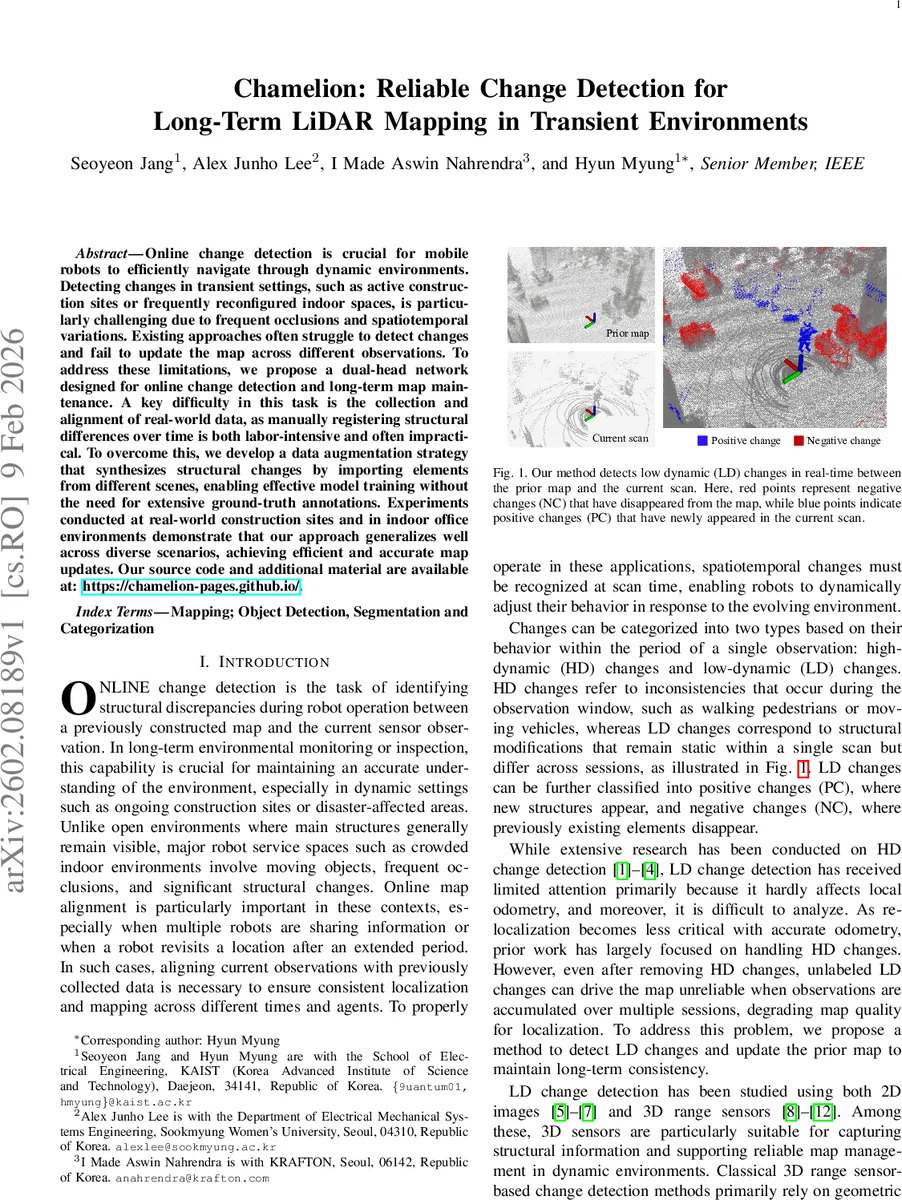 장기 라이다 매핑을 위한 변동 환경 변화 감지와 지도 유지