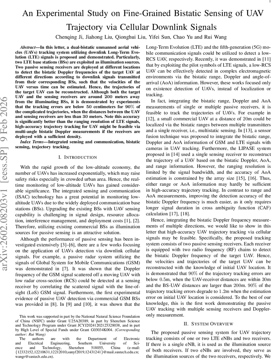 셀룰러 다운링크를 활용한 양방향 도플러 기반 UAV 정밀 궤적 추적
