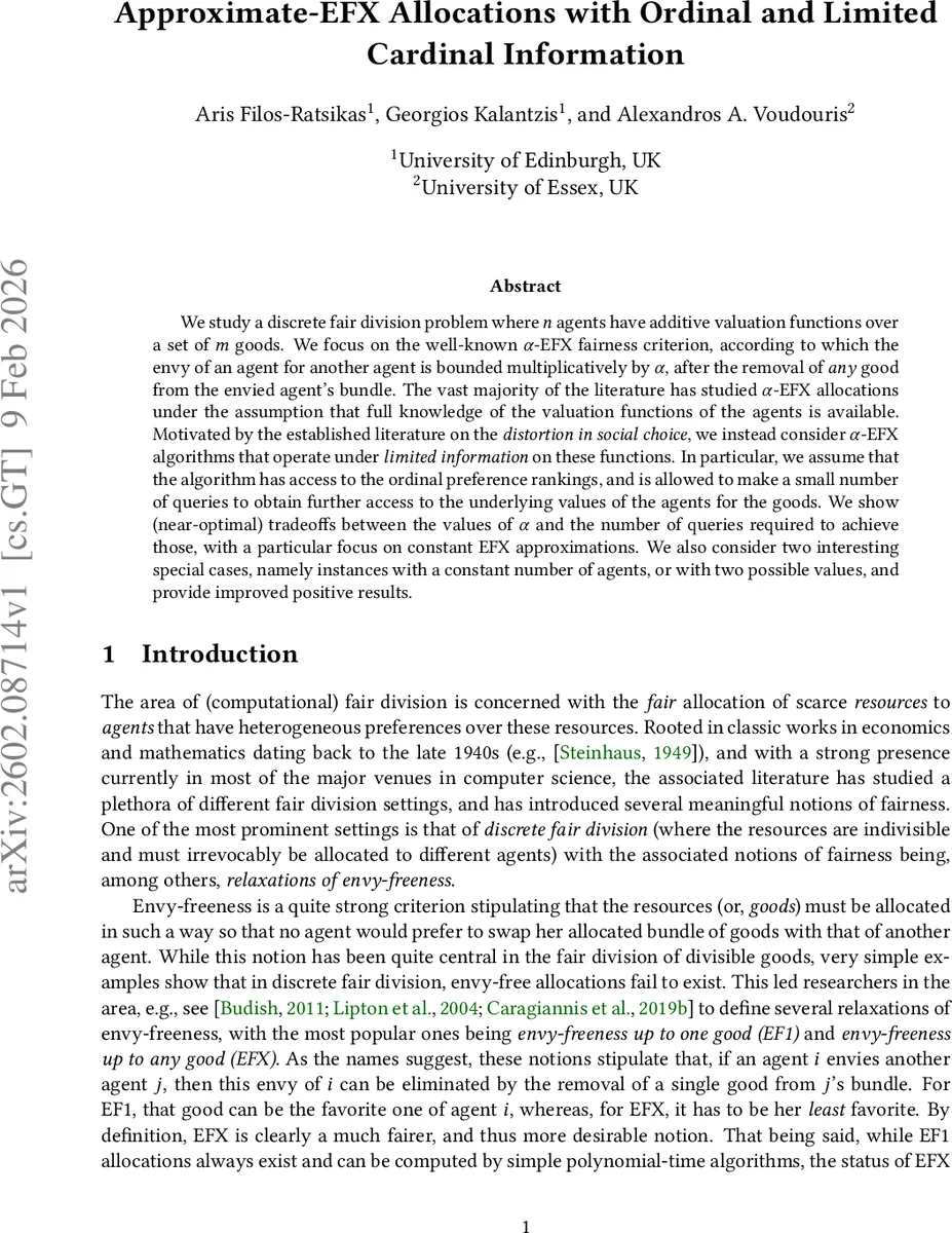 제한된 정보로 가능한 근사 EFX 할당: 순위와 소수 질의의 힘