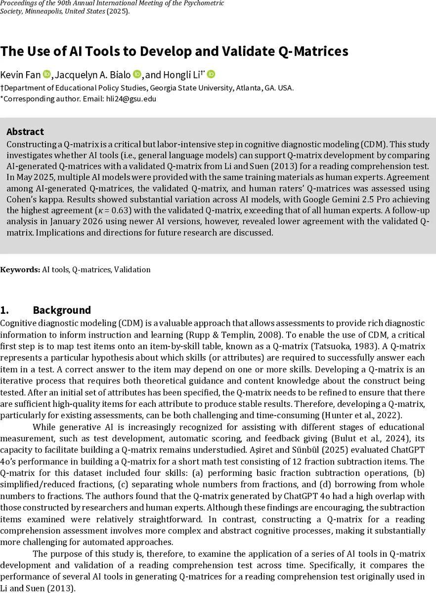 AI 기반 Q‑매트릭스 자동 생성: 가능성과 한계
