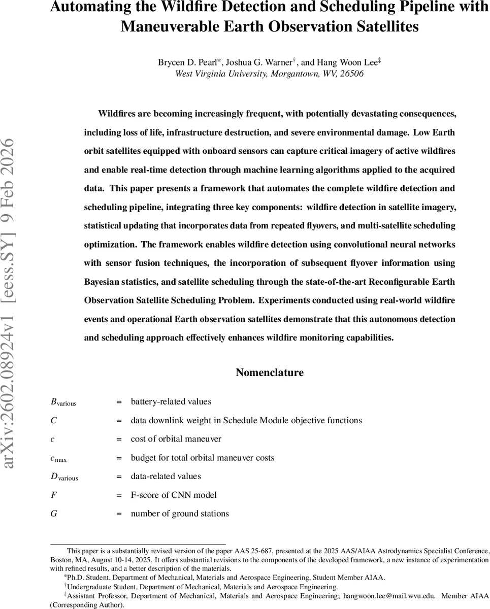 자율형 위성으로 Wildfire 탐지·스케줄링 자동화 프레임워크