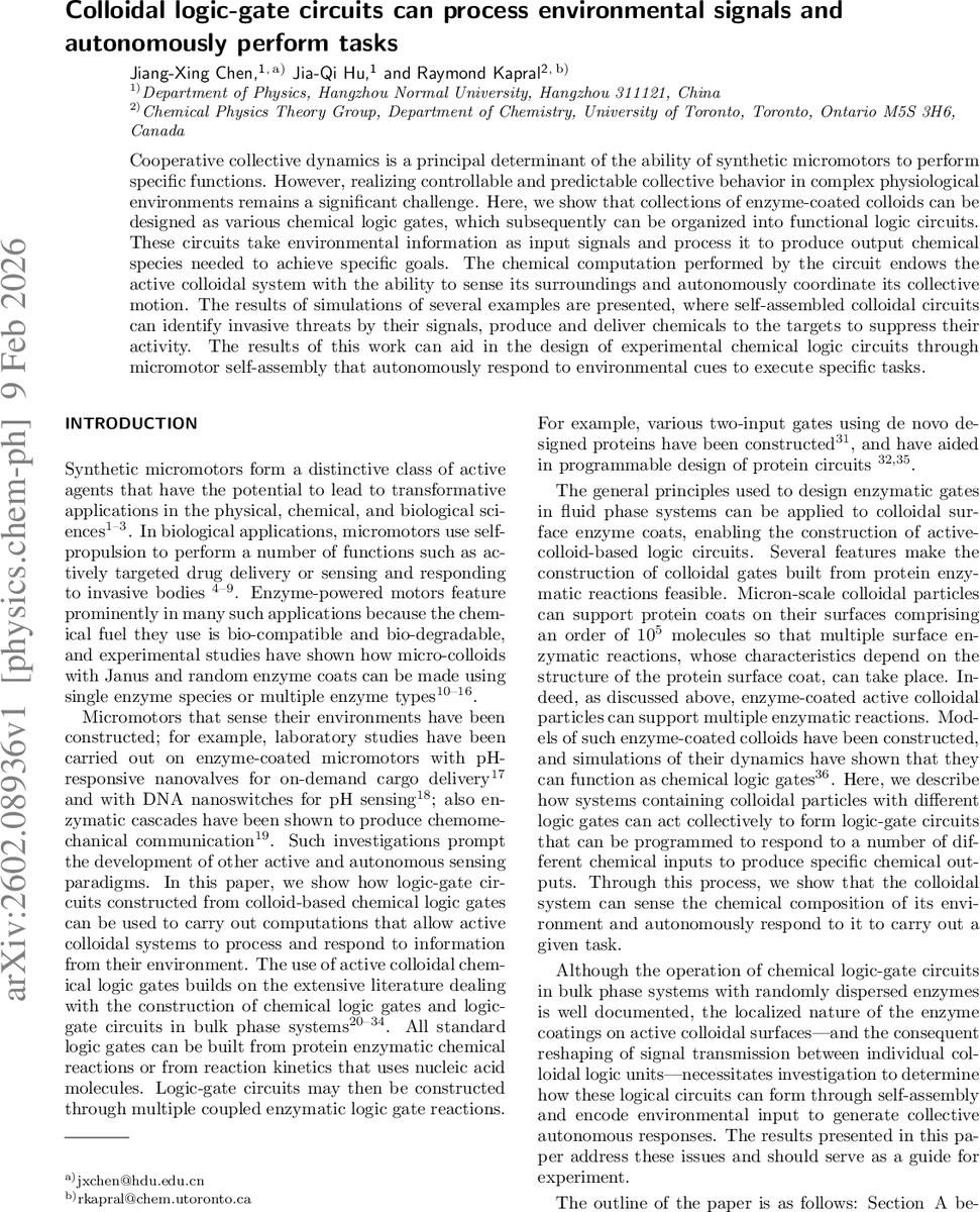 효소 코팅 콜로이드 회로로 환경 신호를 인식하고 자동 작업 수행