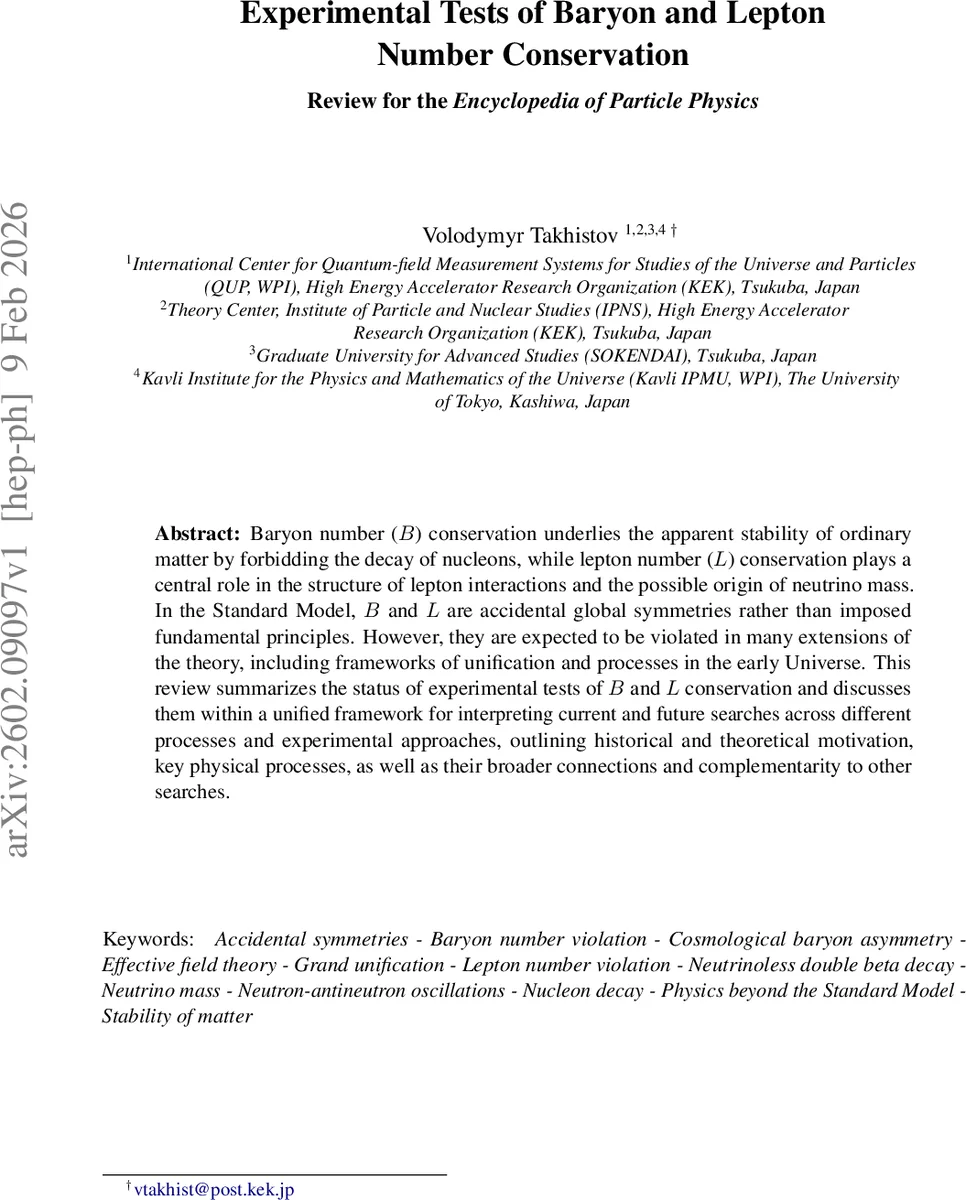 바리온·레프톤 수 보존법칙의 실험적 검증과 미래 전망