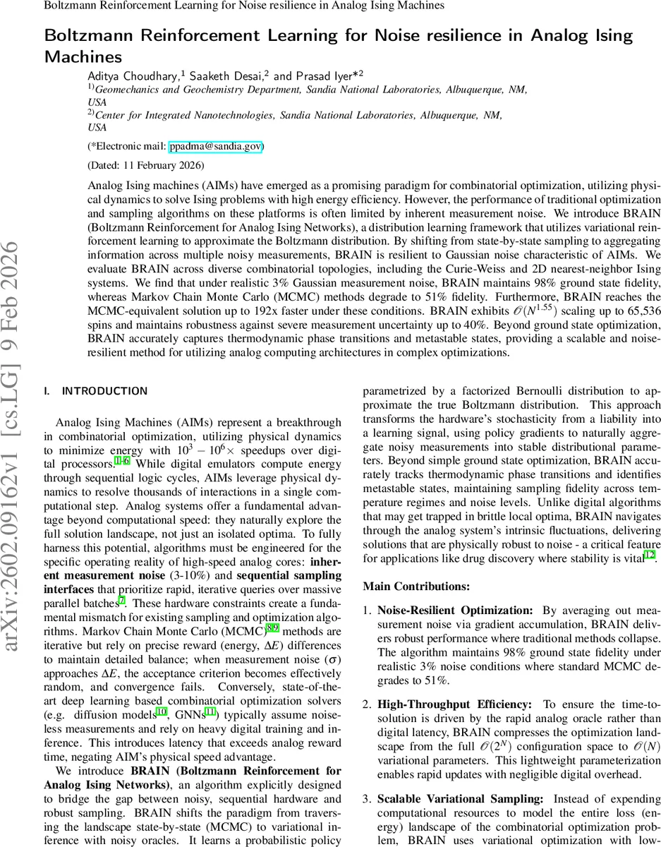 아날로그 이징 머신을 위한 볼츠만 강화학습 기반 잡음 저항 알고리즘